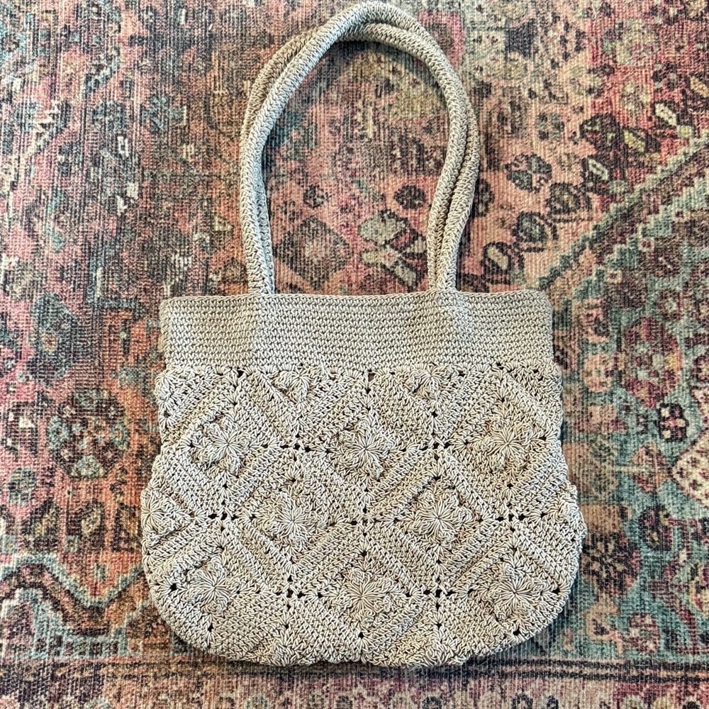 Crochet Shoulder Bag in Tan